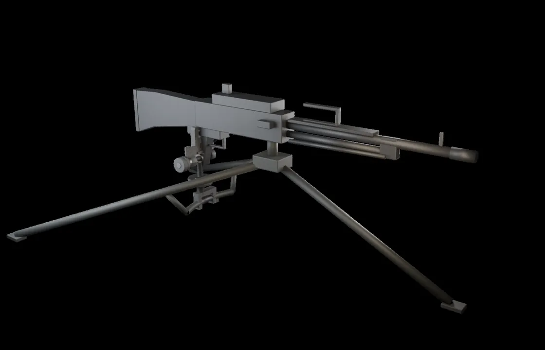 Machine-gun T&E mechanism with a contextual M240B and tripod reconstruction