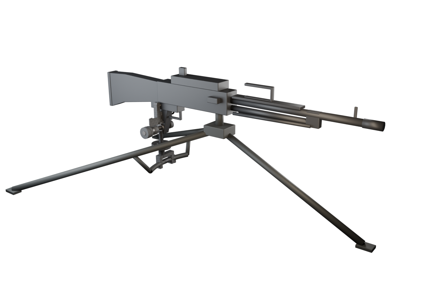 Machine-gun T&E mechanism with a contextual M240B and tripod reconstruction